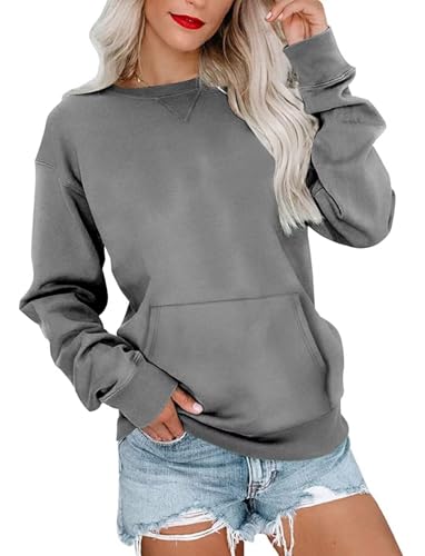 Image of Ovanviso Womens Long Sleeve Sweatshirt Casual Crewneck Cute Pullover Tops Lightweight Sweatshirt with Pocket
