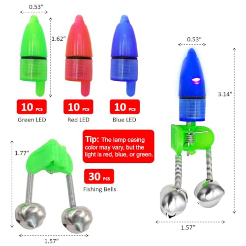 image for SenseYo 30 Pcs Fishing Bells Clips Fishing Rod Alarm with Dual Alert B