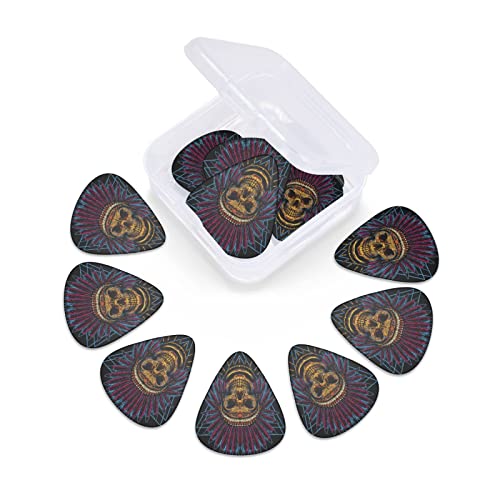 Lot de 12 médiators noirs en forme de tête de mort pour guitare électrique, basse, acoustique, cadeau pour les amateurs de guitare avec boîte - Les Beatles, Paul McCartney, John Lennon, RIngo Starr, George Harrison Lot de 12 médiators noirs en forme de tête de mort pour guitare électrique, basse, acoustique, cadeau pour les amateurs de guitare avec boîte – Image 4
