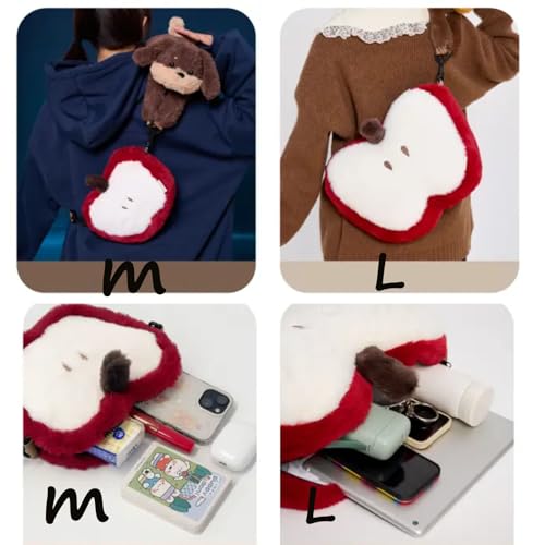 Red Panda/Puppy Plush Crossbody Bag - Cute Animals on Shoulders, Cute Stuffed Animal Zipper Tote Bag 6
