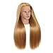EVATEC 30 Inch Long Blonde Real 80% Human Hair Mannequin Head with Stand for Hairdresser Practice Braiding Styling Cosmetology Manikin Manican Doll Training Head