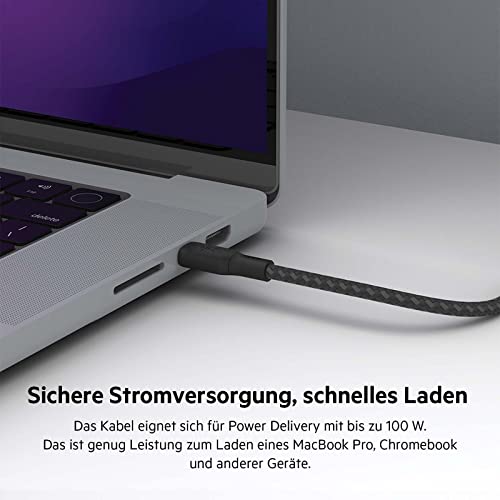 Belkin USB-C/USB-C-Kabel, 100 W Power Delivery USB-IF-zertifiziertes 2.0-USB-C-Ladekabel mit doppelt geflochtenem Nylonmantel, iPhone 17… – Ansicht 2