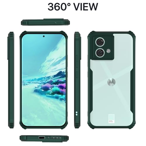 Image of Outlouders Back Cover for Motorola Moto Edge 40 Neo | Ultra Hybrid Transparent | Full Camera Protection | Raised Edge | Crystal Clear Bumper Case (Green)