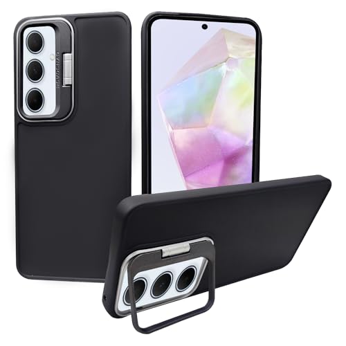 Image of A rtistque Silicone Back Cover Case for Samsung Galaxy M12 / F12 / A12 with Camera Stand | Shockproof TPU | Stylish Protective Design | Slim Fit | Ultra Matte |M12 / F12 / A12 Back Cover - Black