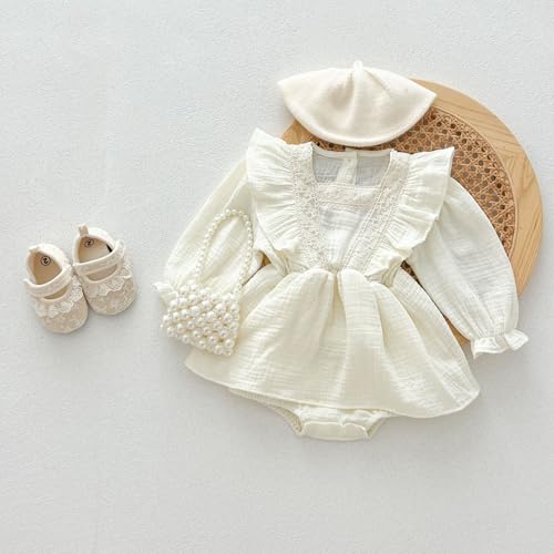 Autumn Newborn Infant Baby Girls Romper Skirt Muslin Long Sleeve Lace Princess Rompers4