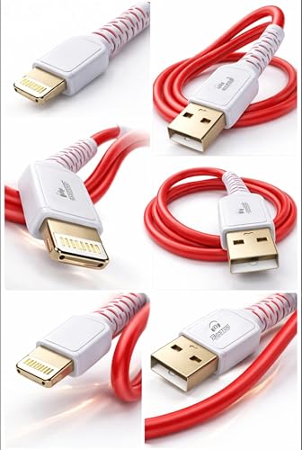 Image of USB to Lightning Cable 1.2m Red 25W 3A Fast Charging 480Mbps Data Sync Compatible with iPhone 14 /13 /12 /11 /X /8 /7 /6 /5, iPad, AirPods (CB-110)