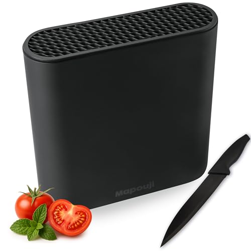 Ceppo Coltelli Da Cucina Elegante Vuoto Con Portacoltelli Universale | Organizer Stand Nero per Coltelli Da Chef | Design moderno | Porta Knife Block Kitchen Coltello Knives