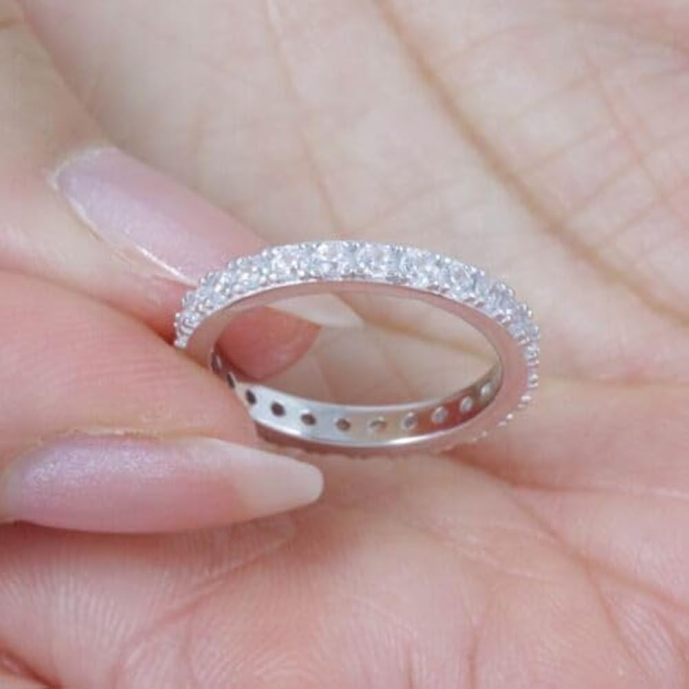Amazon.com: 2.2mm 925 Sterling Silver Eternity Wedding Band