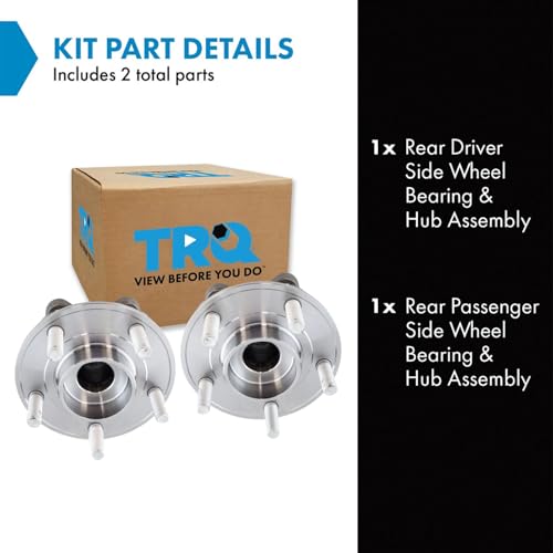Image of TRQ Rear Left and Right Wheel Bearing and Hub Assembly Set 2 Piece Compatible with 14-20 Ford Fusion FWD 14-16 Lincoln MKZ FWD 19-20 Ford Police Responder Hybrid 19-20 SSV Plug-in Hybrid