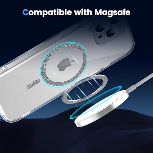 Image of AIBEX Back Cover Case Compatible with iPhone 14 Pro Max | Glitter Ring Cute Shiny Colorful Bling Case (Compatible with Magsafe) | Transparent PC+TPU Glossy Shiny Cover for Girls & Women - Black