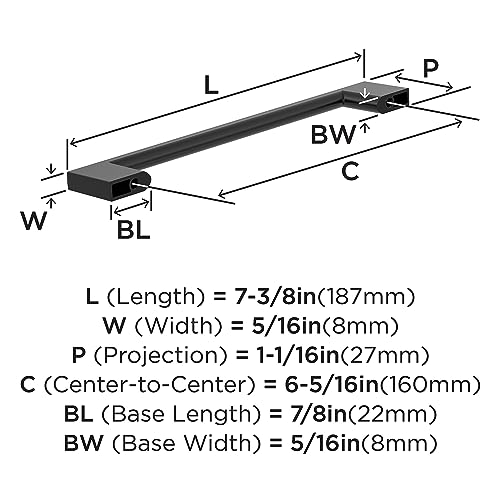 Amerock 10BX37133MB | Matte Black Cabinet Pull | 6-5/16 inch (160mm) Center-to-Center | 10 Pack | Cityscape | Furniture Hardware by Amerock - Image 2