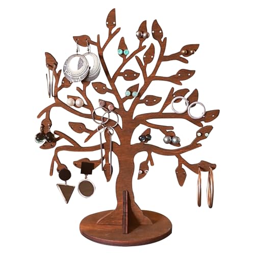 KASESSS Forma de Árbol Organizador Pendientes, Organizador Joyas de Madera, Expositor Pendientes, Joyero Pendiente 64 Agujeros, Organizadors de Pendiente para Tiendas o Hogar Niñas y Mujeres