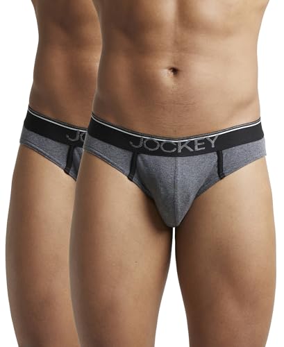 Image of Jockey 8044 Men's Super Combed Cotton Rib Solid Brief with Ultrasoft Waistband (Pack of 2)