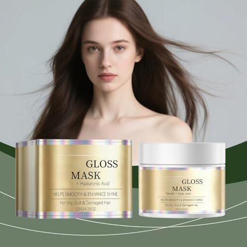 Mascarilla Gloss - Mascarilla capilar de reparación profunda, hidratante y brillante. Hidratación profunda para cabello seco, apagado, dañado y quebradizo. Sin sulfatos ni siliconas (1 unidad)