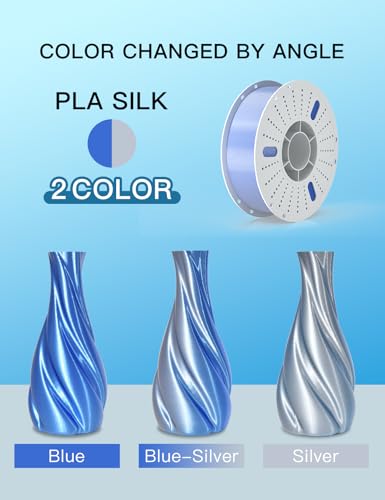 Image of PINBALL Silk PLA 3D Printer Filament 1.75mm Shiny Silk Dual Color Filament 3D Printing PLA Filament Dimensional Accuracy + /- 0.02mm 1 KG Silk Dual Color Blue-Silver