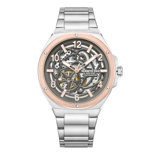 Image of Kenneth Cole Automatic Grey Dial Silver Stainless Steel Strap Watch for Men - KCWGY0046303MN