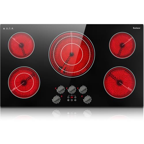 Image of Karinear 36 inch Electric Cooktop, 5 Burner Radiant Ceramic Cooktop,Drop-in