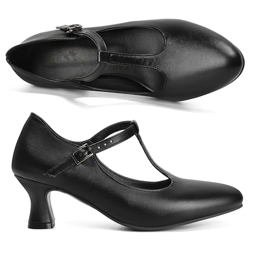 Women 1920s Shoes T-Strap Dance Pumps for Latin Salsa Ballroom Character Shoe Folklorico Flamenco Tango Swing2