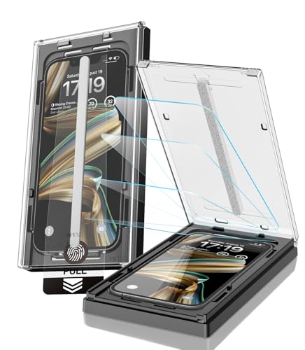 Image of EZ-GLAZ-4 Pack for iPhone 16 e /iPhone 14 /iPhone 13 Pro /iPhone 13 Screen Protector[6.1 inch] 9H+ Hardness 12FT Military Grade Shatterproof Long Durable Tempered Glass Film with Flawless Fit Box, HD Clear, Scratch Resistant