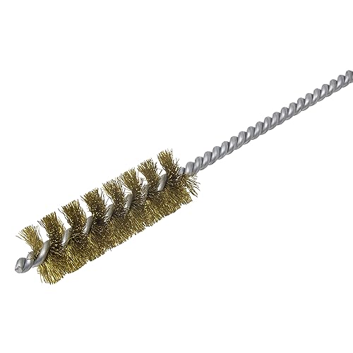 Image of Brush Research 84 Spiral Twist Brush, Brass, Single Stem, 7 /8 inch Diameter, 0.010 inch Wire Diameter, 9 inch Shank Length, 12 inch Length, Hand Brush (Pack of 6)