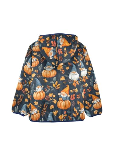 Gnomes and Pumpkins Girls Fleece Jacket Girls Fall Jacket Boys Coats Zip Up Hoodie Children Outerwear 2-10T2