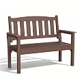 Psilvam 2-Person Poly Lumber Outdoor Garden Bench 700 Lbs Capacity, Brown