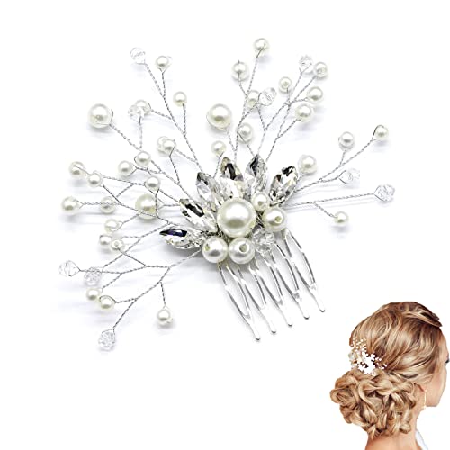 Lzhixin Braut Kamm,Brauthaarschmuck,Brauthaarschmuck für Kamm,Brauthaarschmuck für Damen,Kristall Haarschmuck Hochzeit,10 * 10cm,Elegant,für Hochzeiten,Tänze,Partys,Geburtstage,Jubiläen(Silber) Cover