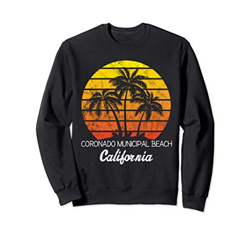 Coronado Municipal Beach CA Vintage Sunset Palm Trees design Sudadera