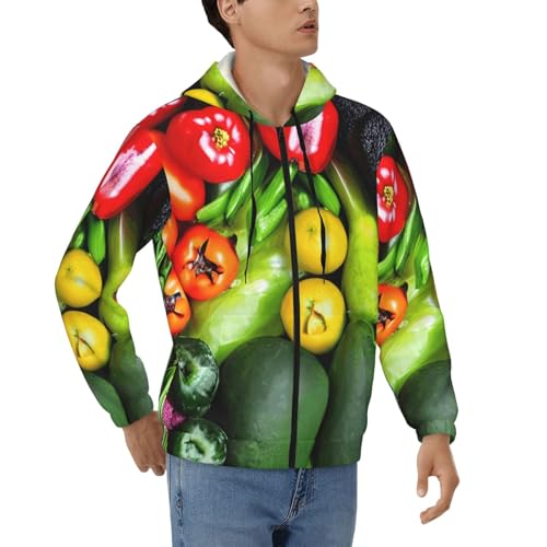 Sweat à capuche zippé pour homme avec cordon de serrage et motif légumes