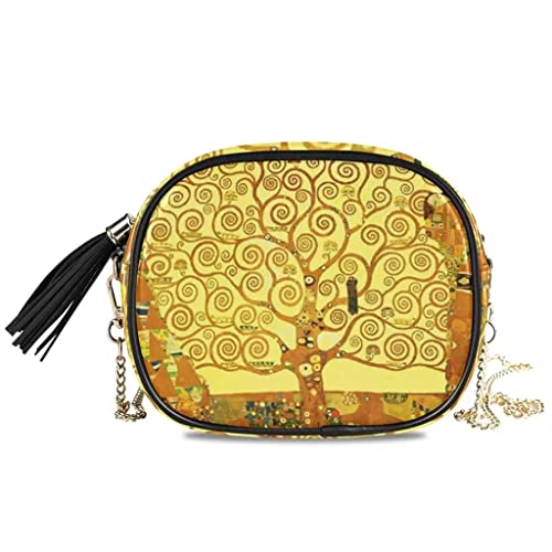Refoiner Umhängetasche Damen Umhängetasche Kette Ölkunstmalerei Leder Handtaschen Clutch Flap Bag Damen (Color : A, Size : 19 * 15 * 9 cm) (Farbe : A, Größe : 19 * 15 * 9 cm) Cover