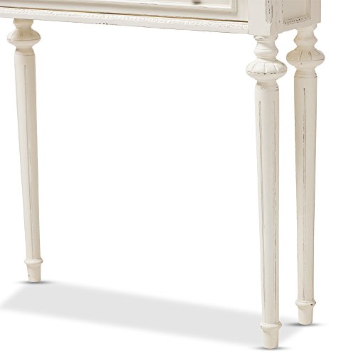 Baxton Studio Colette Weathered Oak White Wash Distressed Two-Tone Console Table, White #TOP5