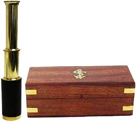 Telescopio de Latón de 9.5" con Caja de Madera y Ancla miniatura 3