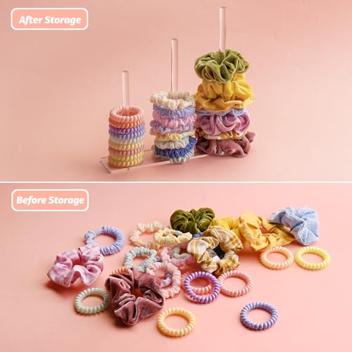 SMUK Pacotes 3 Camadas Acrílico Scrunchie Suporte Suporte, Transparente Cabelo Laço Organizador Arma