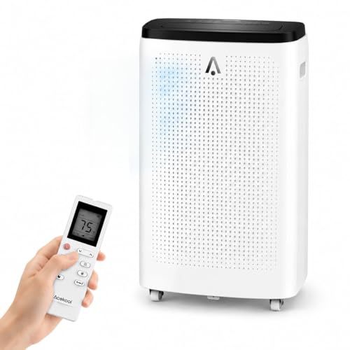 Quiet 15,000 BTU Portable AC with Fan & Dehumidifier, 4-in-1 Air Conditioner, Remote Control, Digital Display, Sleep Mode, 24H Timer, Window Kit for Rooms up to 350 Sq.Ft – Gray.
