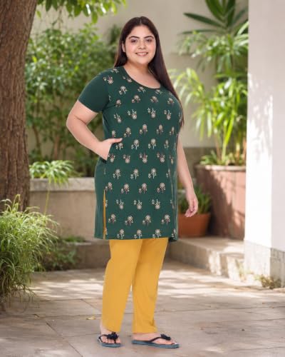 Image of In Love Women's Plus Size Printed Cotton Long-Line T-Shirt with Pocket | Cotton fabric - soft longline T-shirt with easy plus-size fit