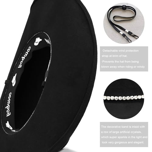 Image of 100% Wool Western Cowboy Hat for Men Women Classic Fedora Hat Felt Cowgirls Hats with Two Decorative Bands