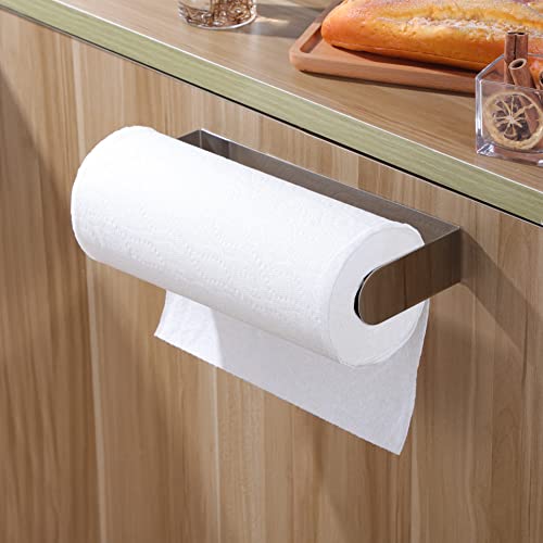 Image of ZUNTO Adhesive Paper Towel Holder, Under Cabinet Paper Towel Rack for Kitchen - Great Space Saver, SUS 304 Stainless Steel (Polished)