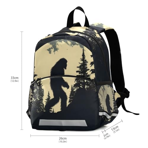 Walking Sasquatch Kids Backpack for Boys Girls, Small Toddler Schoolbag with Padded Back Strap Leash3