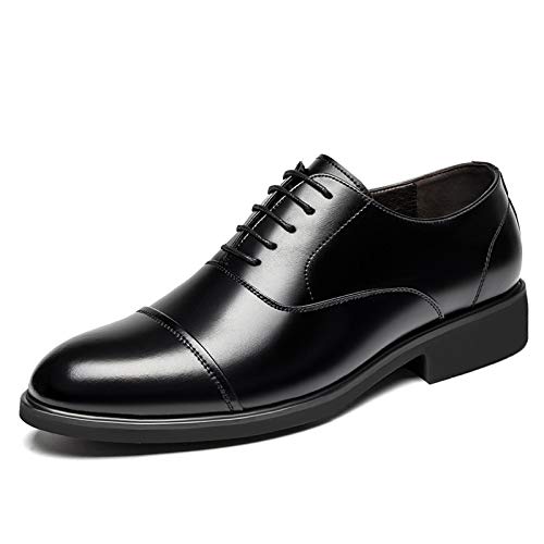 Battle Men Men's Invisible Height Increasing Elevator Dress Shoes Cap Toe Lightweight Formal Loafers - 2 Inches Taller