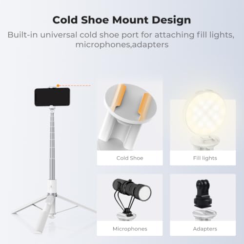 Image of K&F CONCEPT Auto Drop-Open Selfie Stick Tripod with Light, 70in