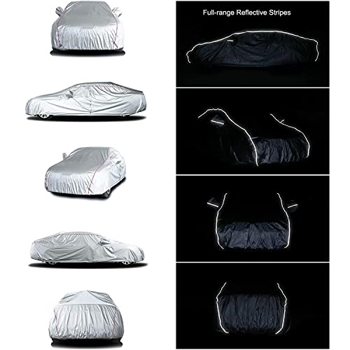 Tecoom Hard Shell Oxford Material Door Shape Zipper Design Waterproof Uv-Proof Windproof Car Cover For All Weather Indoor Outdoor Fit Sedan 170-190 Inches Length #TOP6
