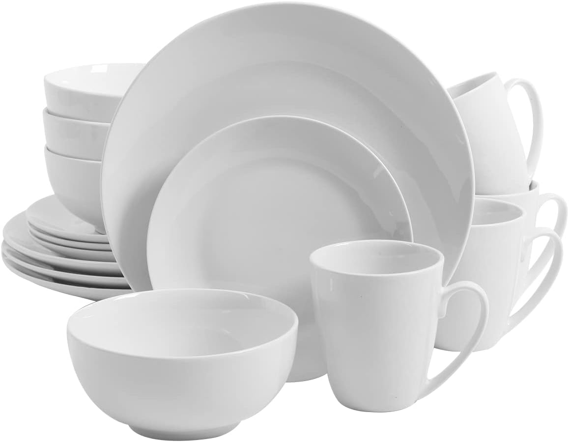 MERRY HOME 16PC White Ceramic Dinnerware set Dinnerware Sets