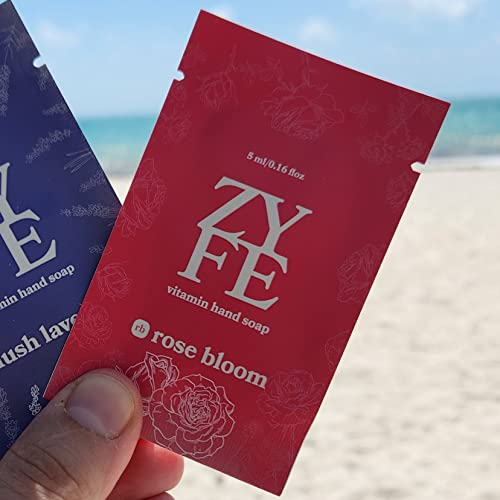 ZYFE Rose Bloom Vitamin Hand Soap | 5ml Travel Sachet Liquid Hand Soap | Natural Plant Derived Moisturizing Handsoap with Essential Oil Fragrance