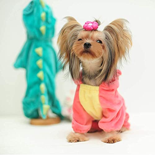 DELIFUR Dinosaur Dog Halloween Costume Pet Dino Hoodie for Small Dogs Cats (L, Pink) - image 2