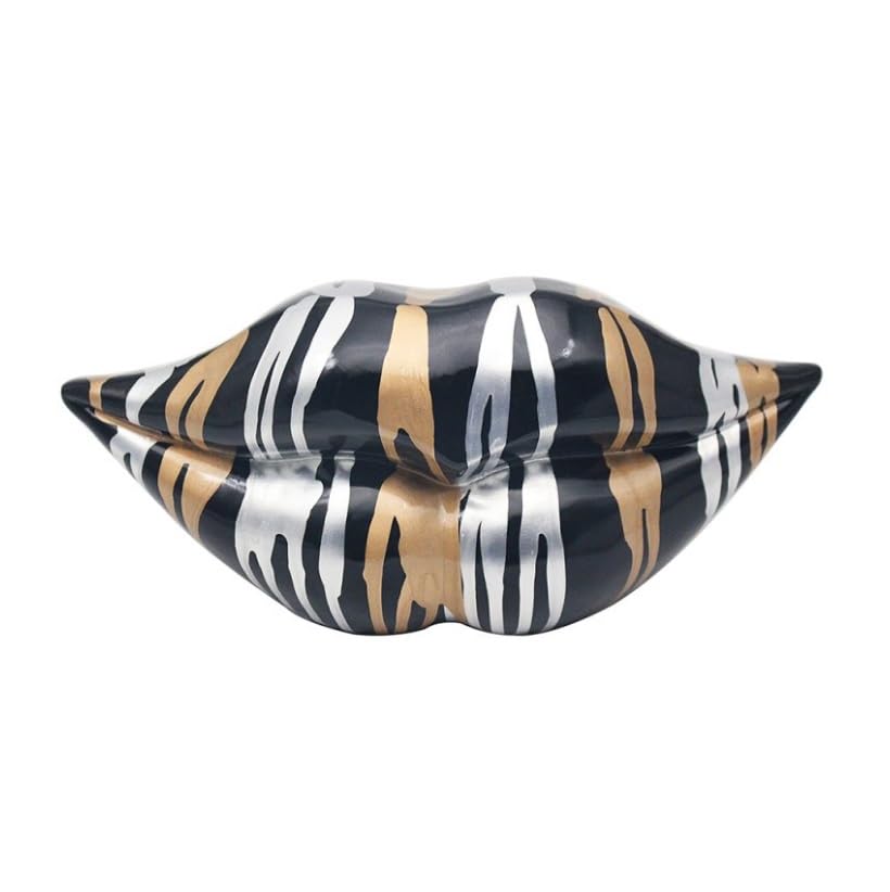 Lesser & Pavey Lips Gold, Blk & Silver Large Figurine For Home & Office | Home Decor Ornaments Gift For Women & Men | Beautiful Figurine For Indoor & Outdoor | Living Room Decor Ornaments — image 1