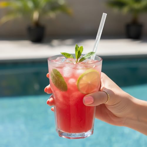 Image of 250pcs Clear Straws Disposable, 10.3 Inches Plastic Drinking Straws, Extra Long Straws for 30oz Tumblers, Protein Shakers, Milkshakes, Soda & Iced Coffee