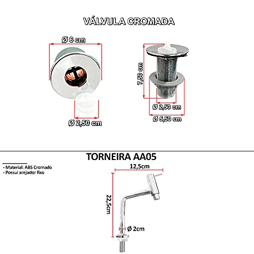 Kit Cuba Inspira Branca com Torneira AA05 e Válvula ABS Cromada