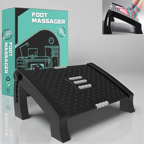 Image of TechHark Adjustable Footrest with Massage Surface, Ergonomic Under Desk Foot Rest for Office and Home, Height Adjustable, Black (6-Month Warranty)