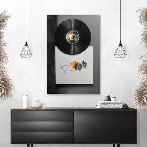 Décorer un mur vide facilement : affiches de disques vinyles rétro encadrées - 4