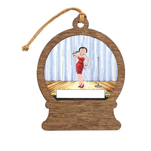PrintedPerfection.com Personalized Singer - Female Wooden Snow Globe Shaped Christmas Ornament